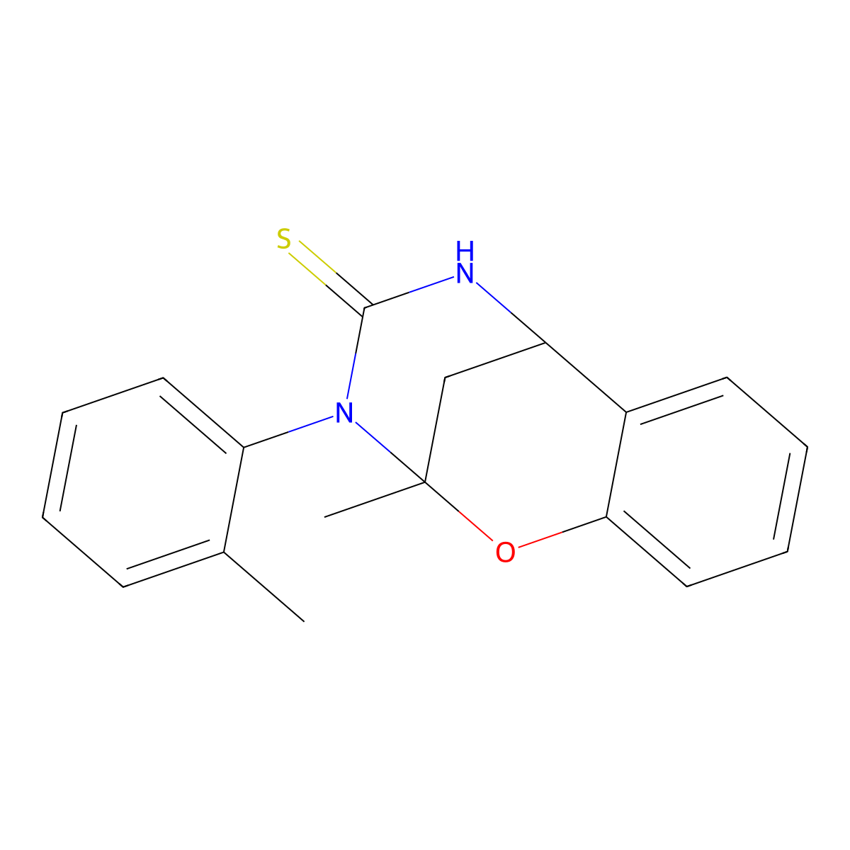 2-methyl-3-(2-methylphenyl)-2,3,5,6-tetrahydro-4H-2,6-methano-1,3,5-benzoxadiazocine-4-thione molecular structure, CAS 702655-54-7