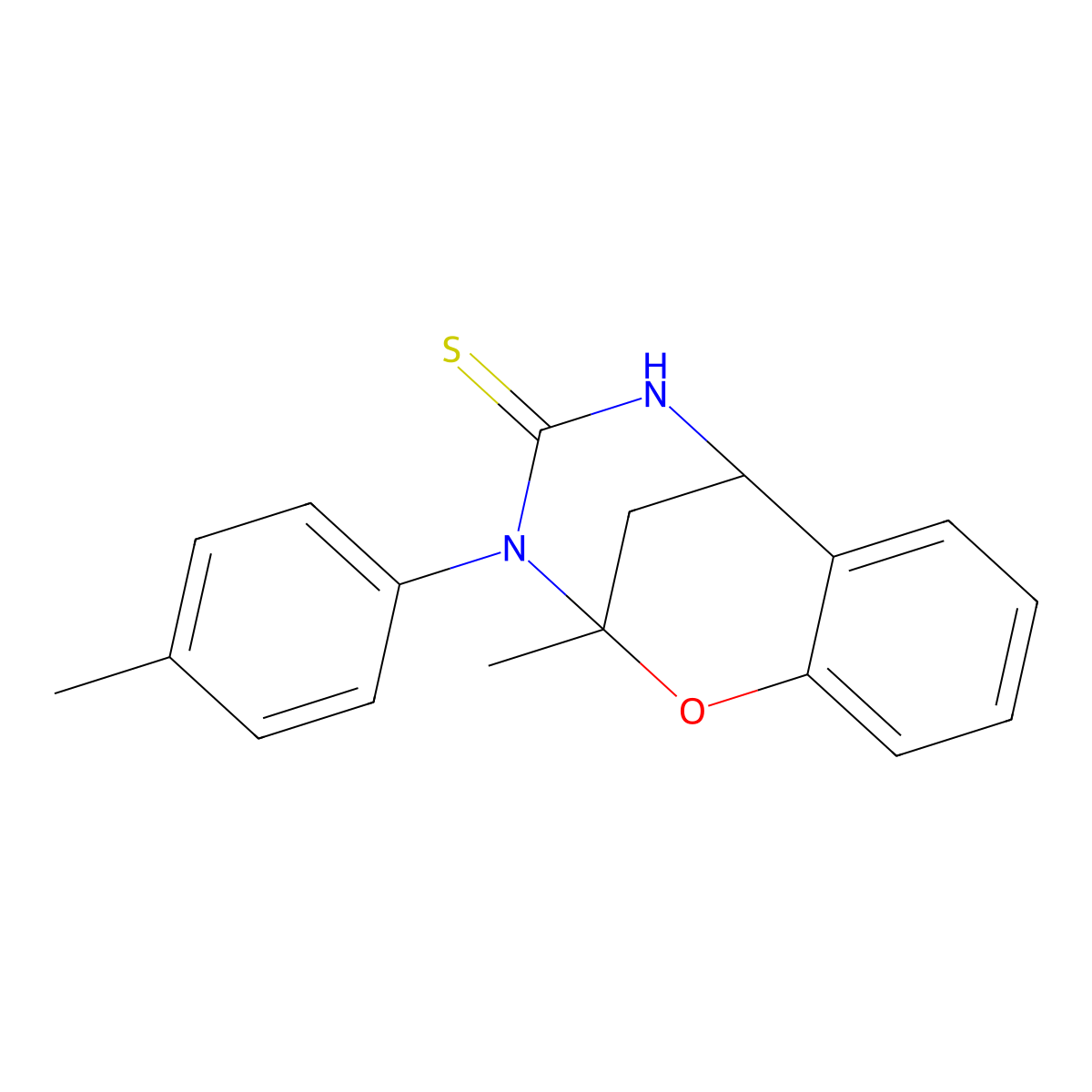 2-methyl-3-(4-methylphenyl)-2,3,5,6-tetrahydro-4H-2,6-methano-1,3,5-benzoxadiazocine-4-thione molecular structure, CAS 702655-56-9