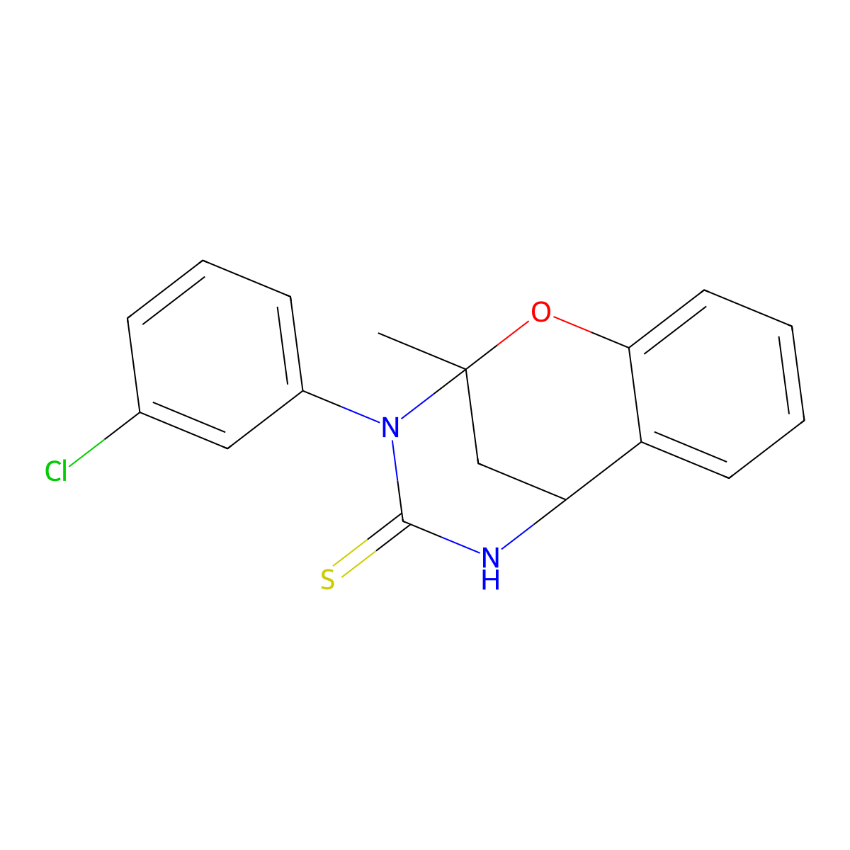 3-(3-chlorophenyl)-2-methyl-2,3,5,6-tetrahydro-4H-2,6-methano-1,3,5-benzoxadiazocine-4-thione molecular structure, CAS 702655-60-5