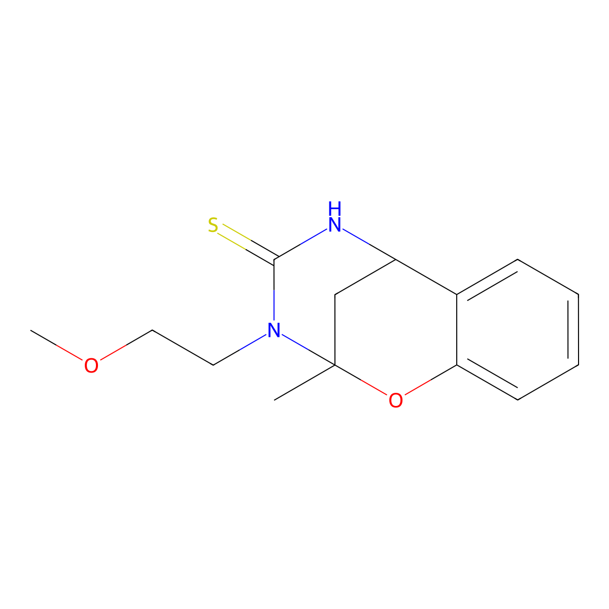 3-(2-methoxyethyl)-2-methyl-2,3,5,6-tetrahydro-4H-2,6-methano-1,3,5-benzoxadiazocine-4-thione molecular structure, CAS 702655-67-2