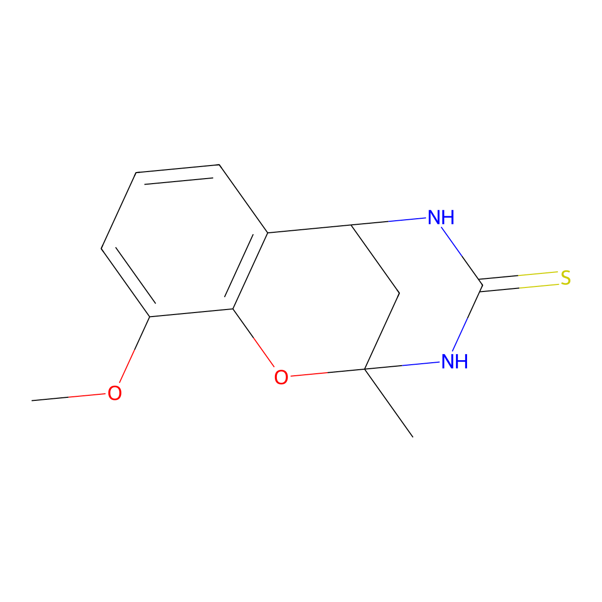 10-Methoxy-2-methyl-2,3,5,6-tetrahydro-4H-2,6-methanobenzo[g][1,3,5]oxadiazocine-4-thione molecular structure, CAS 702655-69-4