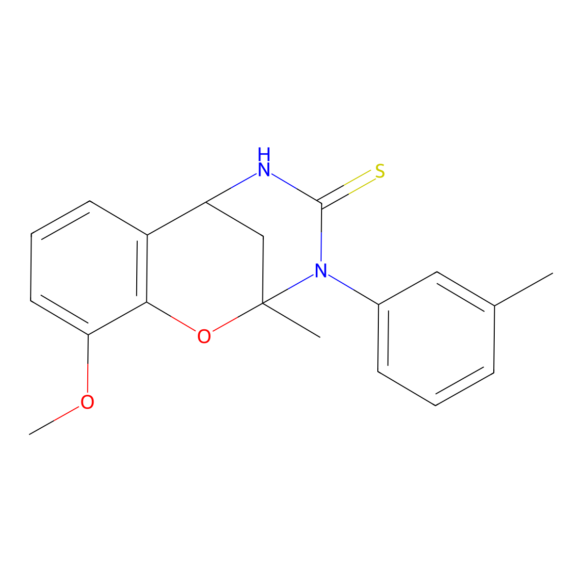 10-methoxy-2-methyl-3-(3-methylphenyl)-2,3,5,6-tetrahydro-4H-2,6-methano-1,3,5-benzoxadiazocine-4-thione molecular structure, CAS 702655-72-9