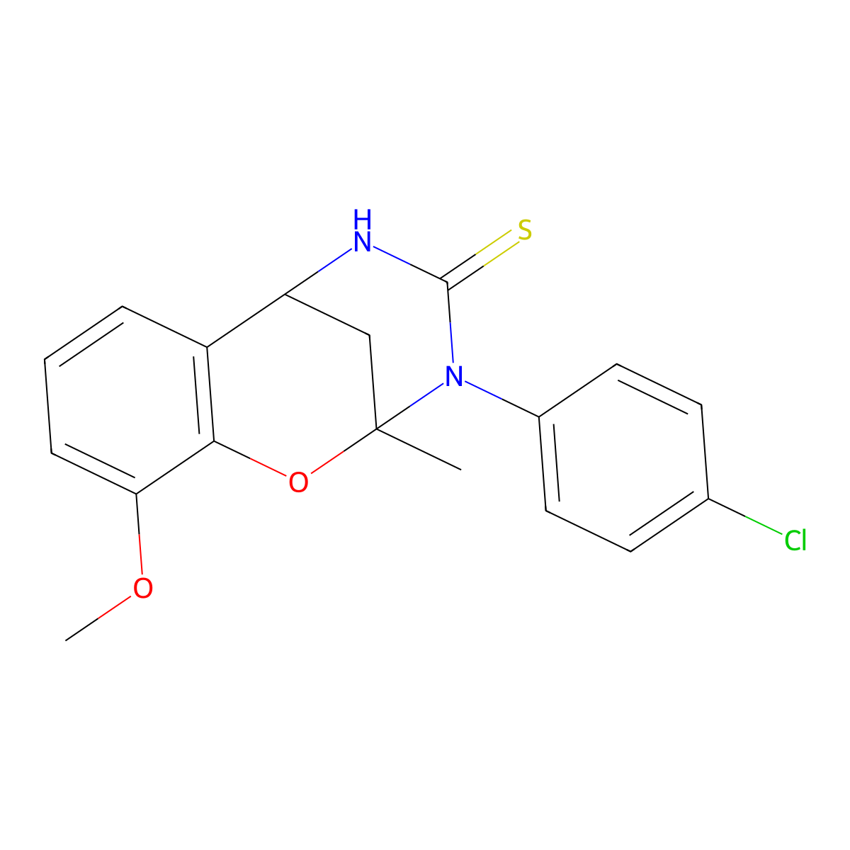 3-(4-chlorophenyl)-10-methoxy-2-methyl-2,3,5,6-tetrahydro-4H-2,6-methano-1,3,5-benzoxadiazocine-4-thione molecular structure, CAS 702655-76-3