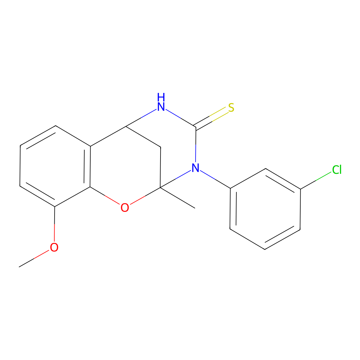 3-(3-chlorophenyl)-10-methoxy-2-methyl-2,3,5,6-tetrahydro-4H-2,6-methano-1,3,5-benzoxadiazocine-4-thione molecular structure, CAS 702655-77-4