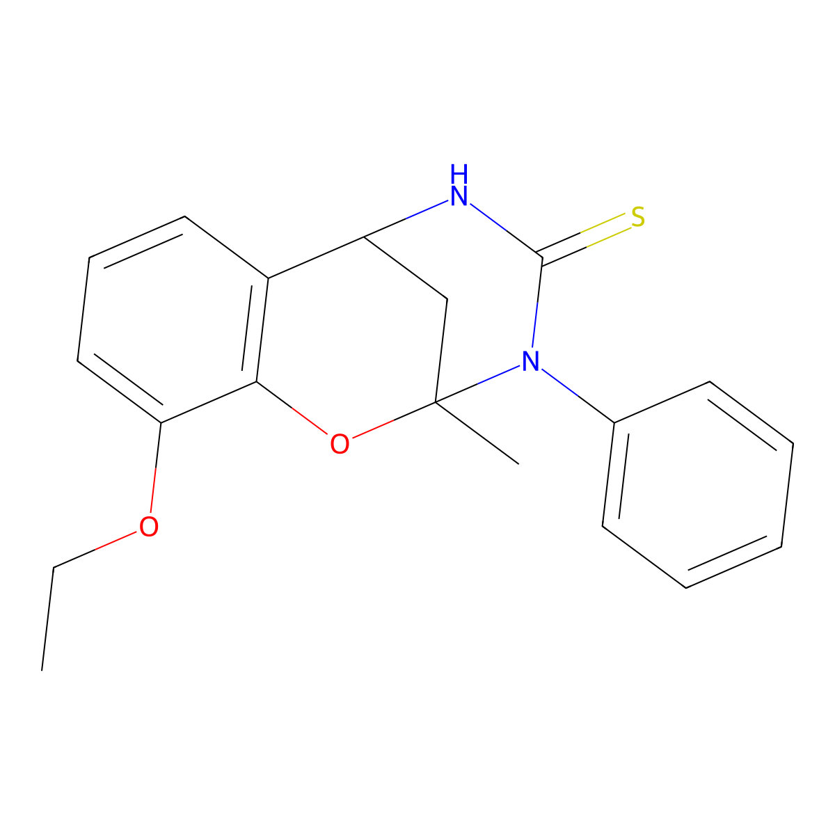 10-ethoxy-2-methyl-3-phenyl-2,3,5,6-tetrahydro-4H-2,6-methano-1,3,5-benzoxadiazocine-4-thione molecular structure, CAS 702655-86-5