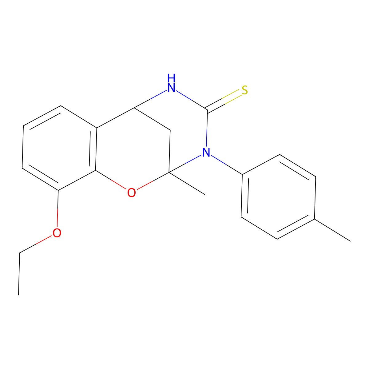 10-ethoxy-2-methyl-3-(4-methylphenyl)-2,3,5,6-tetrahydro-4H-2,6-methano-1,3,5-benzoxadiazocine-4-thione molecular structure, CAS 702655-90-1