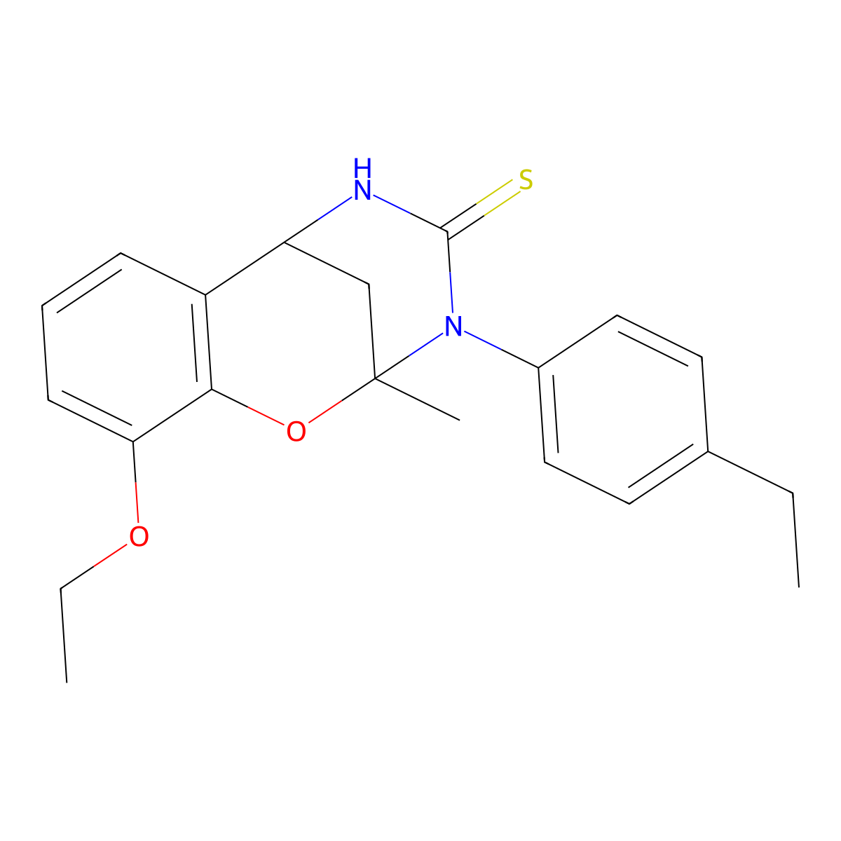 10-ethoxy-3-(4-ethylphenyl)-2-methyl-2,3,5,6-tetrahydro-4H-2,6-methano-1,3,5-benzoxadiazocine-4-thione molecular structure, CAS 702655-92-3