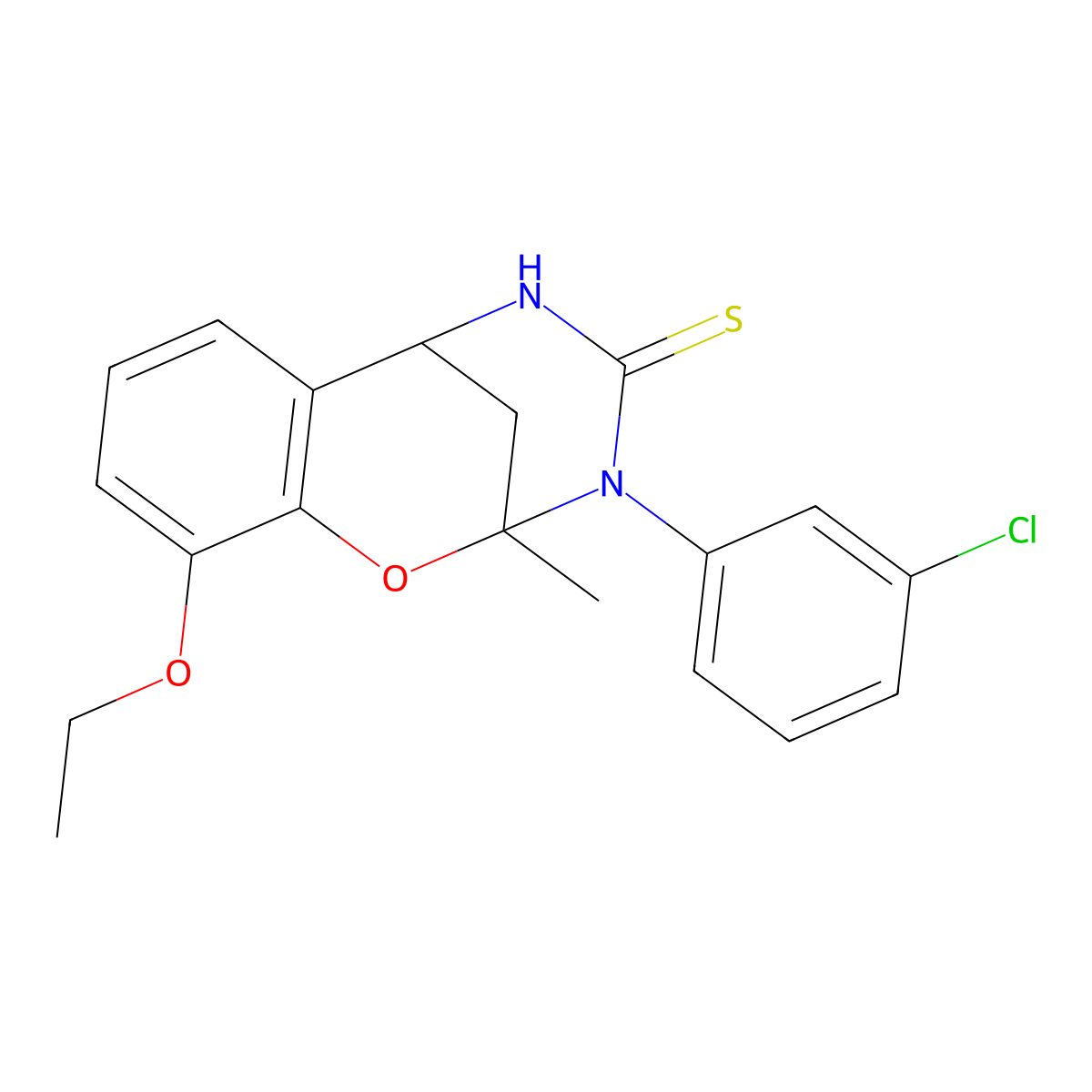 3-(3-chlorophenyl)-10-ethoxy-2-methyl-2,3,5,6-tetrahydro-4H-2,6-methano-1,3,5-benzoxadiazocine-4-thione molecular structure, CAS 702655-94-5