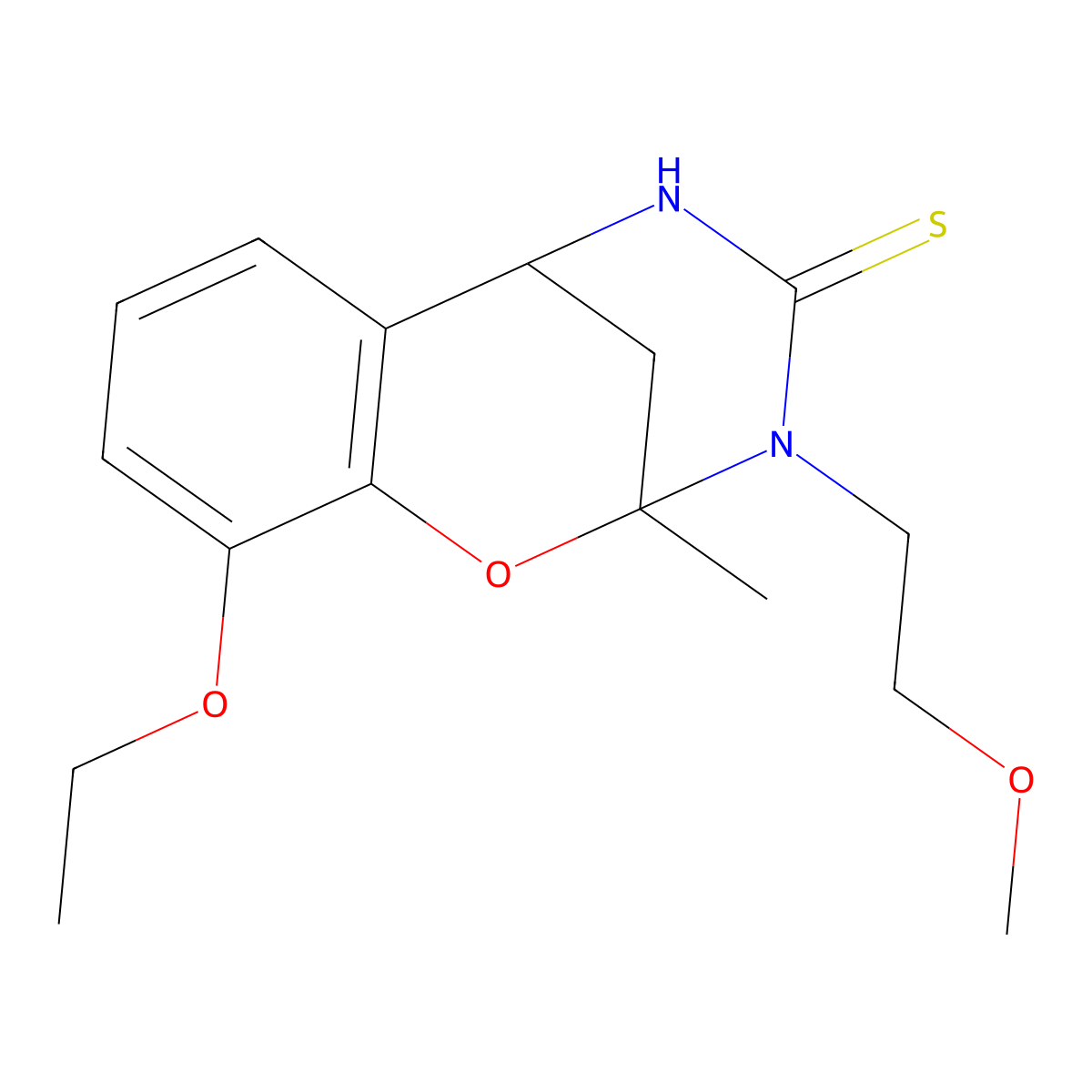 10-ethoxy-3-(2-methoxyethyl)-2-methyl-2,3,5,6-tetrahydro-4H-2,6-methano-1,3,5-benzoxadiazocine-4-thione molecular structure, CAS 702656-00-6