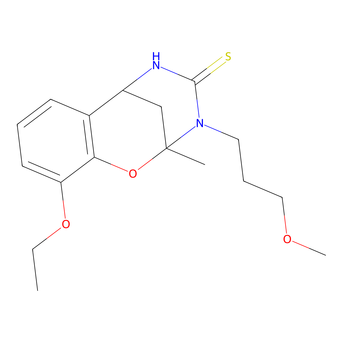 10-ethoxy-3-(3-methoxypropyl)-2-methyl-2,3,5,6-tetrahydro-4H-2,6-methano-1,3,5-benzoxadiazocine-4-thione molecular structure, CAS 702656-01-7