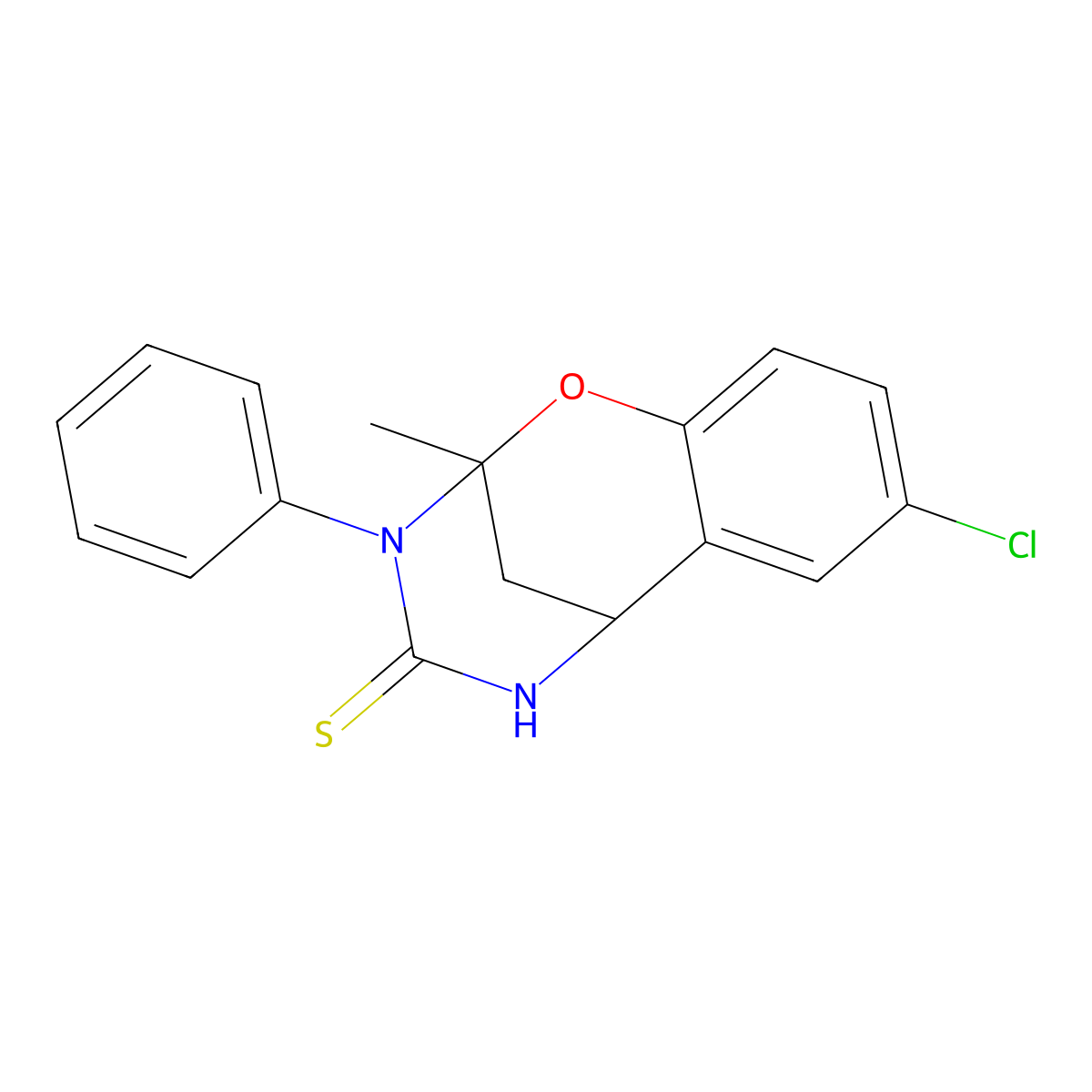 8-chloro-2-methyl-3-phenyl-2,3,5,6-tetrahydro-4H-2,6-methano-1,3,5-benzoxadiazocine-4-thione molecular structure, CAS 702656-02-8