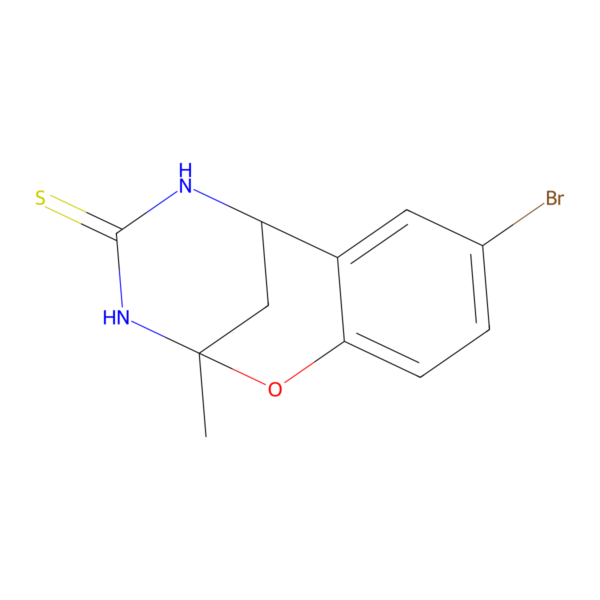 8-bromo-2-methyl-2,3,5,6-tetrahydro-4H-2,6-methano-1,3,5-benzoxadiazocine-4-thione molecular structure, CAS 702656-17-5