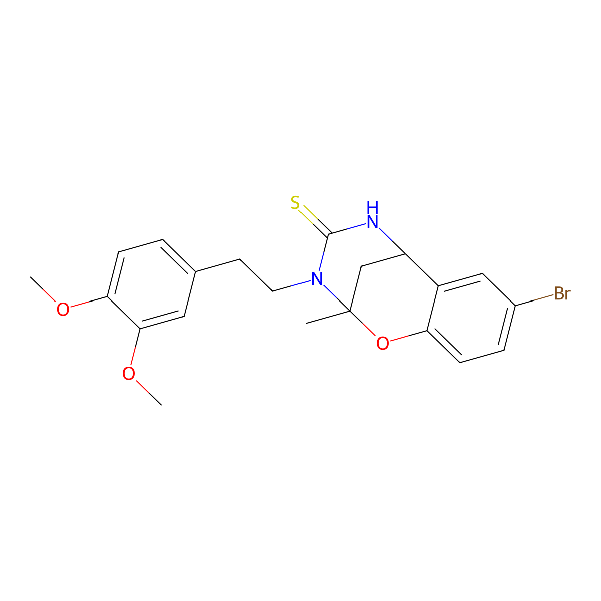 8-bromo-3-[2-(3,4-dimethoxyphenyl)ethyl]-2-methyl-2,3,5,6-tetrahydro-4H-2,6-methano-1,3,5-benzoxadiazocine-4-thione molecular structure, CAS 702656-23-3