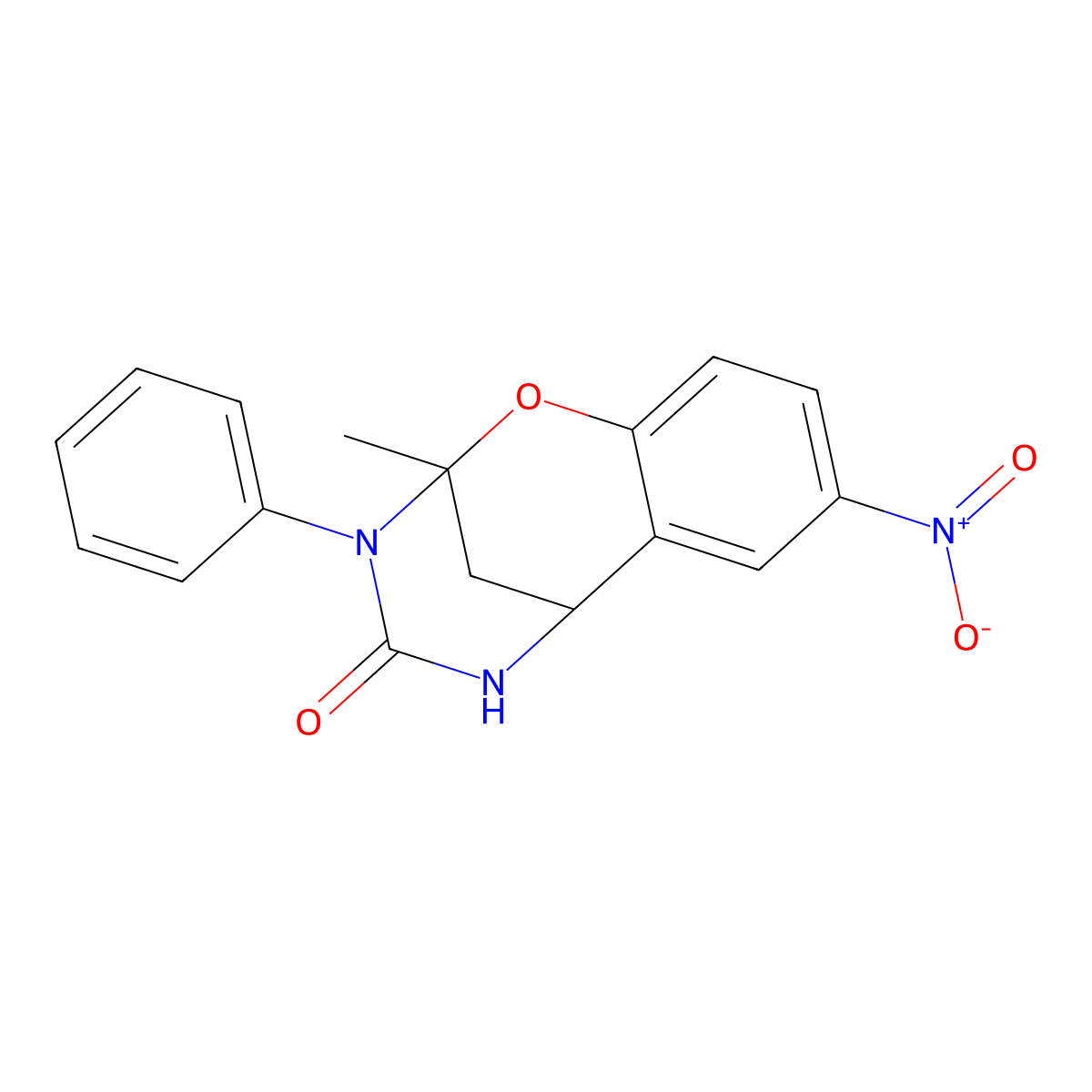 2-methyl-8-nitro-3-phenyl-5,6-dihydro-2H-2,6-methanobenzo[g][1,3,5]oxadiazocin-4(3H)-one molecular structure, CAS 702656-35-7