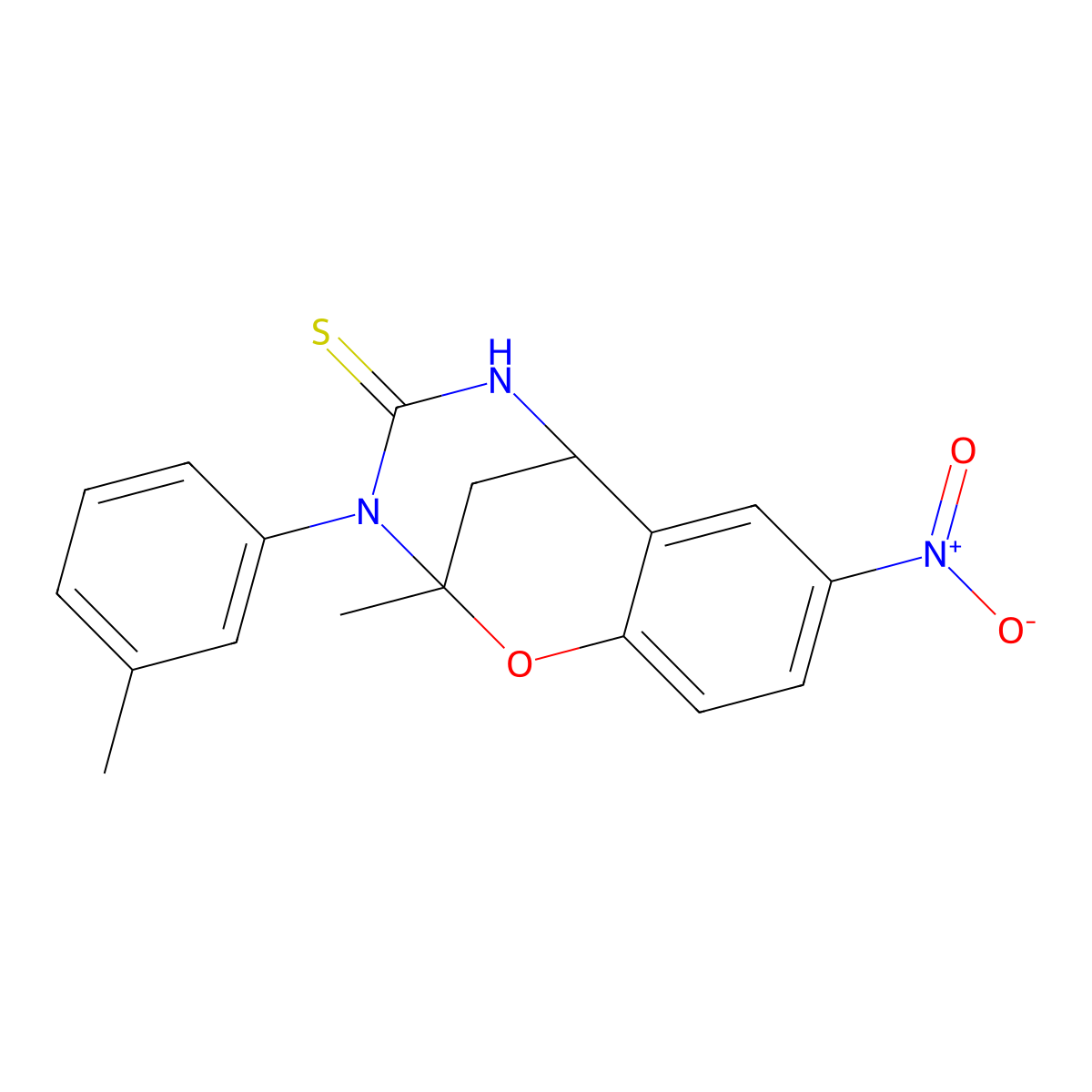 2-methyl-3-(3-methylphenyl)-8-nitro-2,3,5,6-tetrahydro-4H-2,6-methano-1,3,5-benzoxadiazocine-4-thione molecular structure, CAS 702656-38-0
