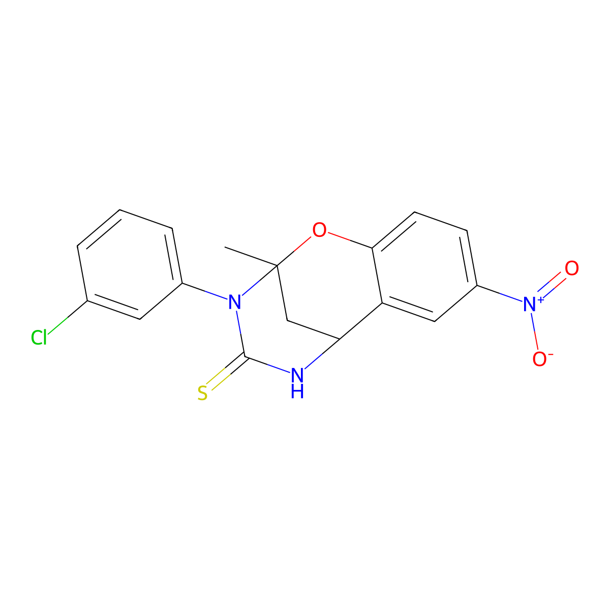 3-(3-chlorophenyl)-2-methyl-8-nitro-2,3,5,6-tetrahydro-4H-2,6-methano-1,3,5-benzoxadiazocine-4-thione molecular structure, CAS 702656-43-7
