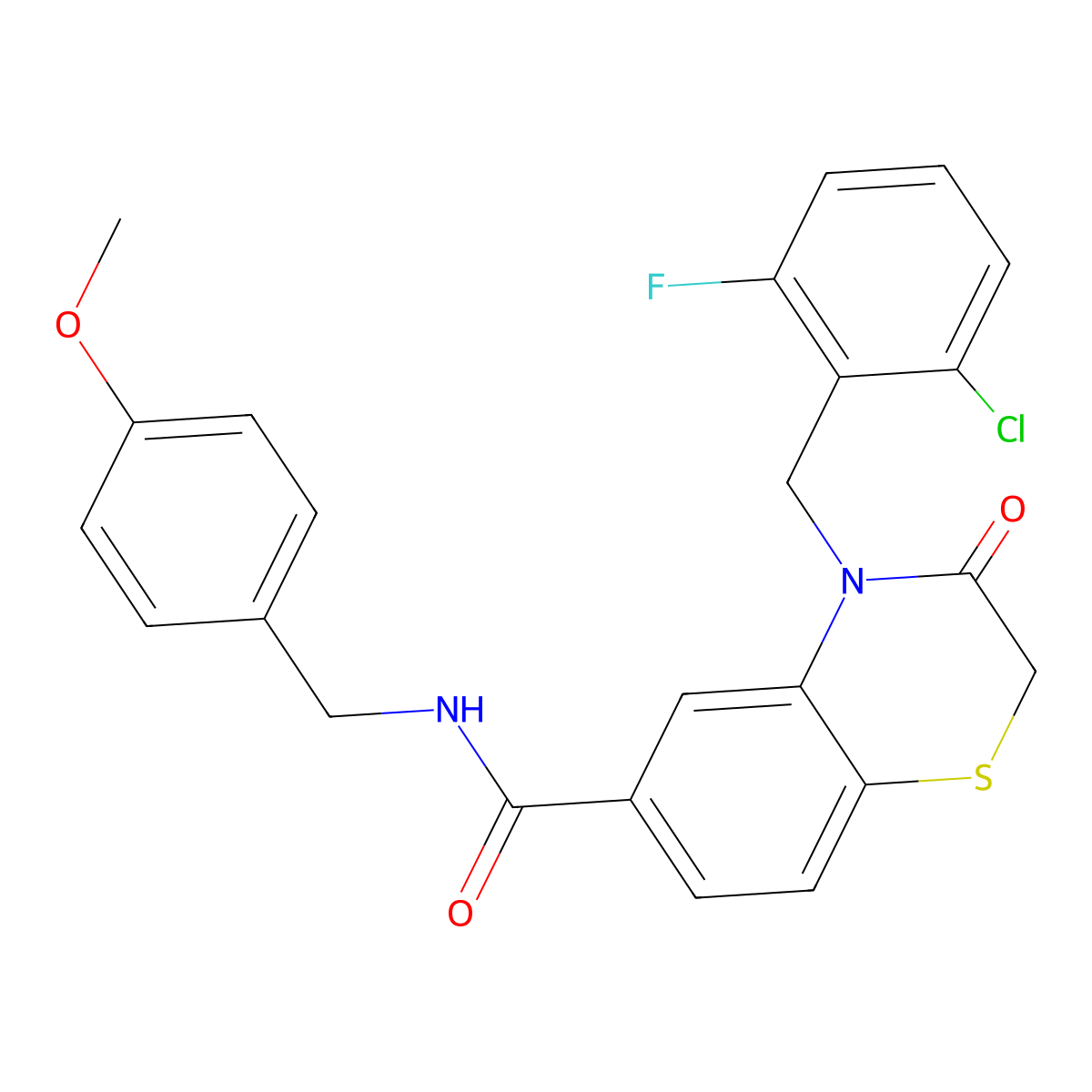 4-[(2-Chloro-6-fluorophenyl)methyl]-3,4-dihydro-N-[(4-methoxyphenyl)methyl]-3-oxo-2H-1,4-benzothiazine-6-carboxamide molecular structure, CAS 702662-51-9