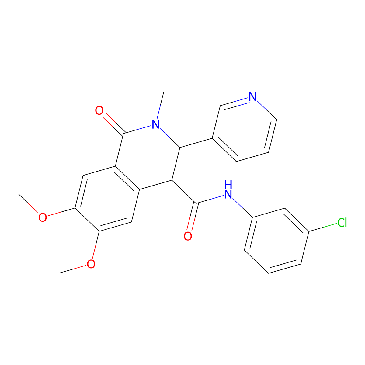 N-(3-Chlorophenyl)-6,7-dimethoxy-2-methyl-1-oxo-3-(pyridin-3-yl)-1,2,3,4-tetrahydroisoquinoline-4-carboxamide molecular structure, CAS 702663-26-1