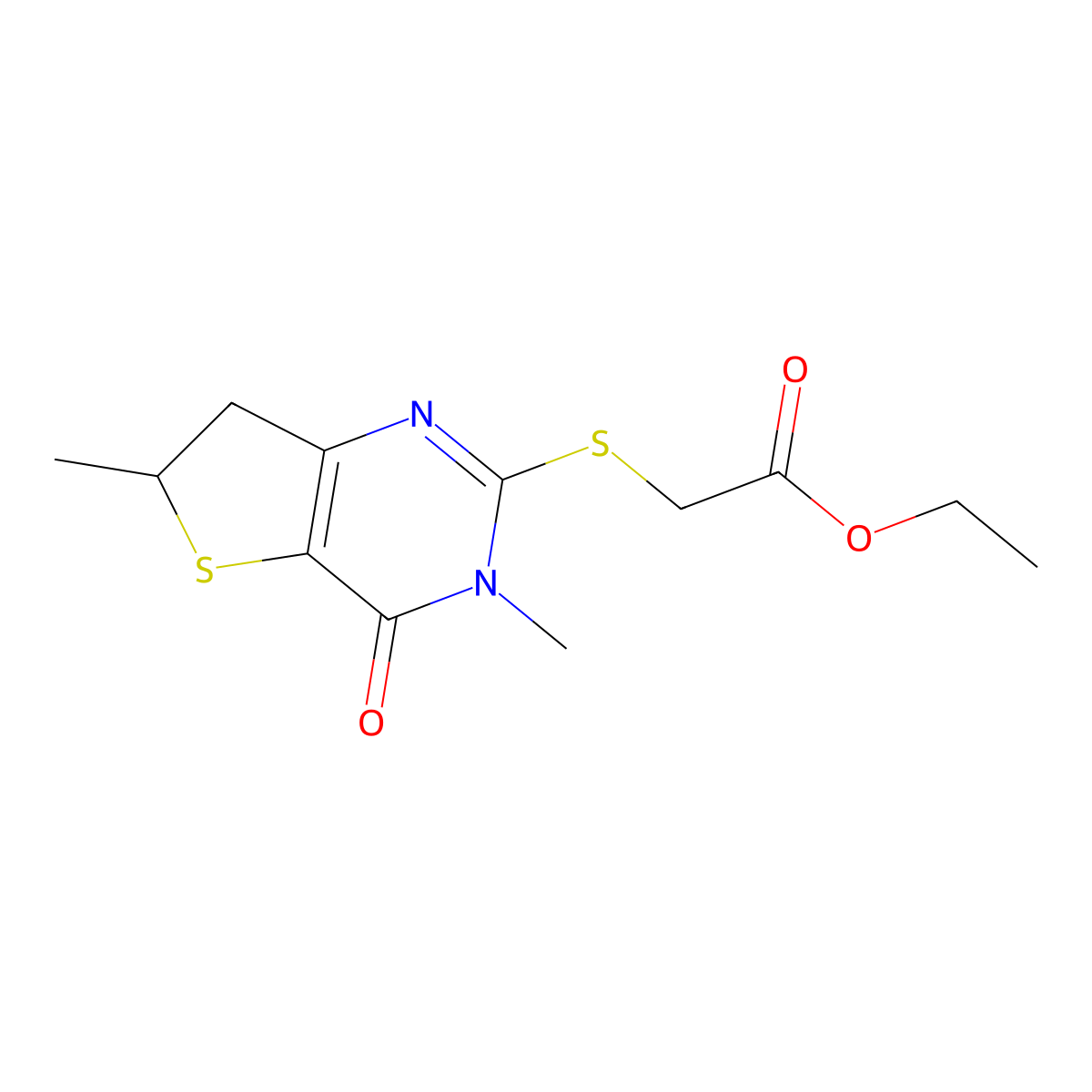 Ethyl 2-((3,6-dimethyl-4-oxo-3,4,6,7-tetrahydrothieno[3,2-d]pyrimidin-2-yl)thio)acetate molecular structure, CAS 702665-78-9