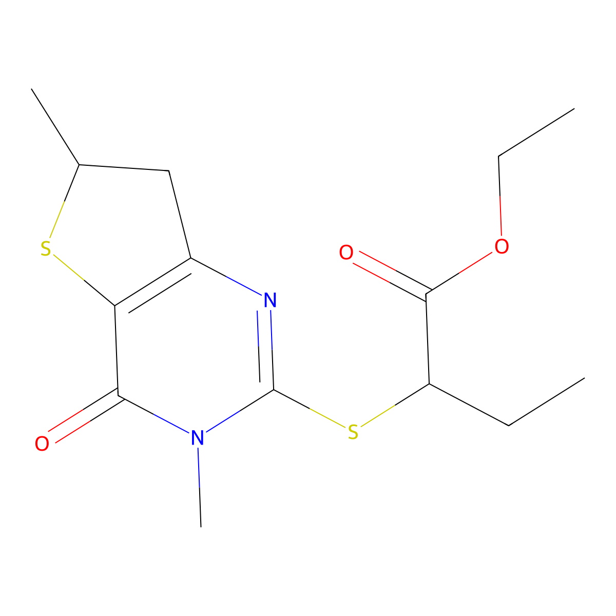 Ethyl 2-[(3,6-dimethyl-4-oxo-6,7-dihydrothieno[3,2-d]pyrimidin-2-yl)sulfanyl]butanoate molecular structure, CAS 702665-80-3