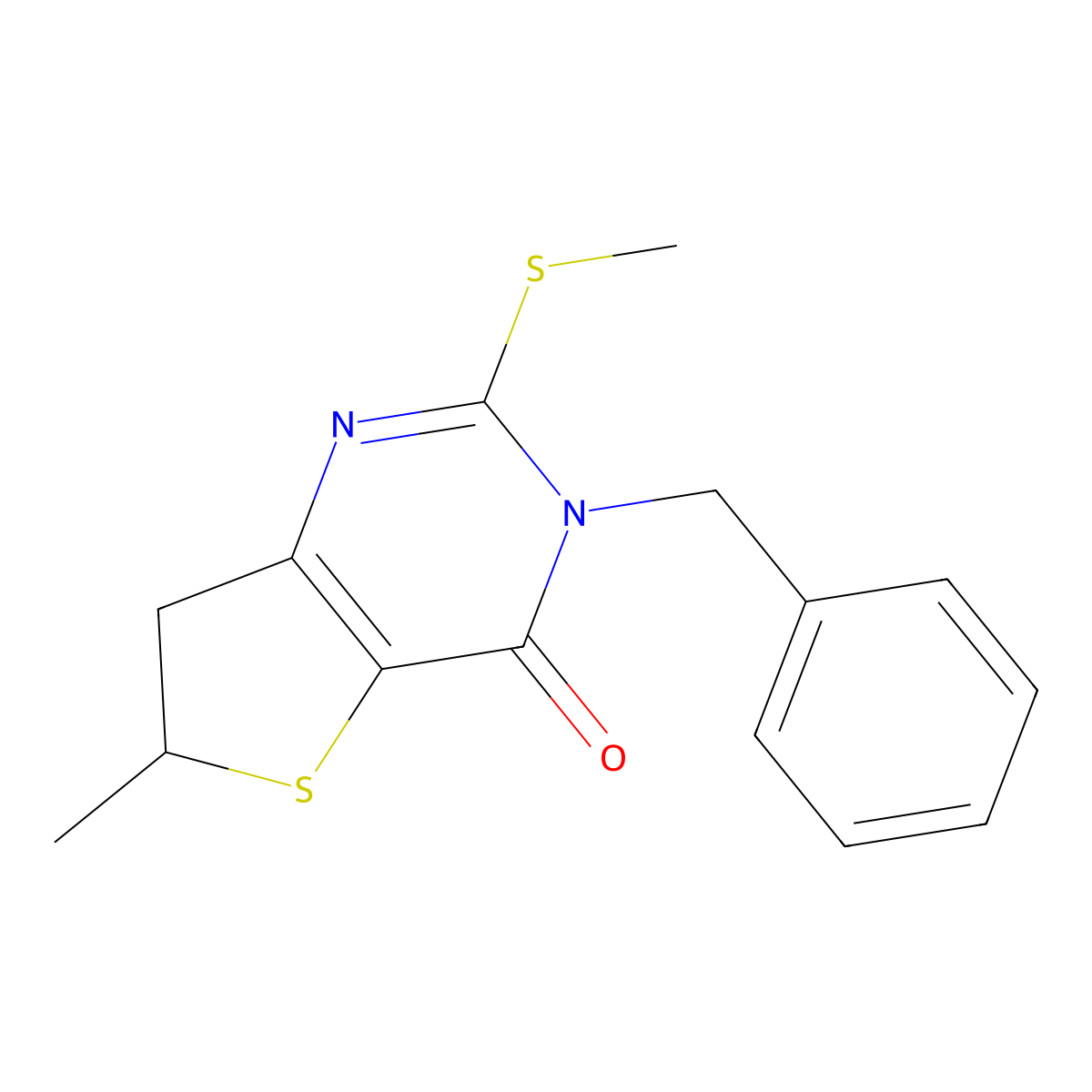 3-Benzyl-6-methyl-2-methylsulfanyl-6,7-dihydrothieno[3,2-d]pyrimidin-4-one molecular structure, CAS 702665-85-8
