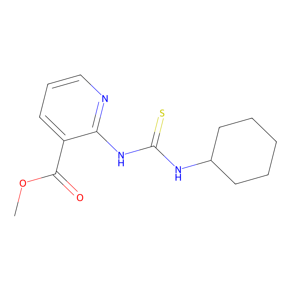 Methyl 2-(cyclohexylcarbamothioylamino)pyridine-3-carboxylate molecular structure, CAS 702667-49-0