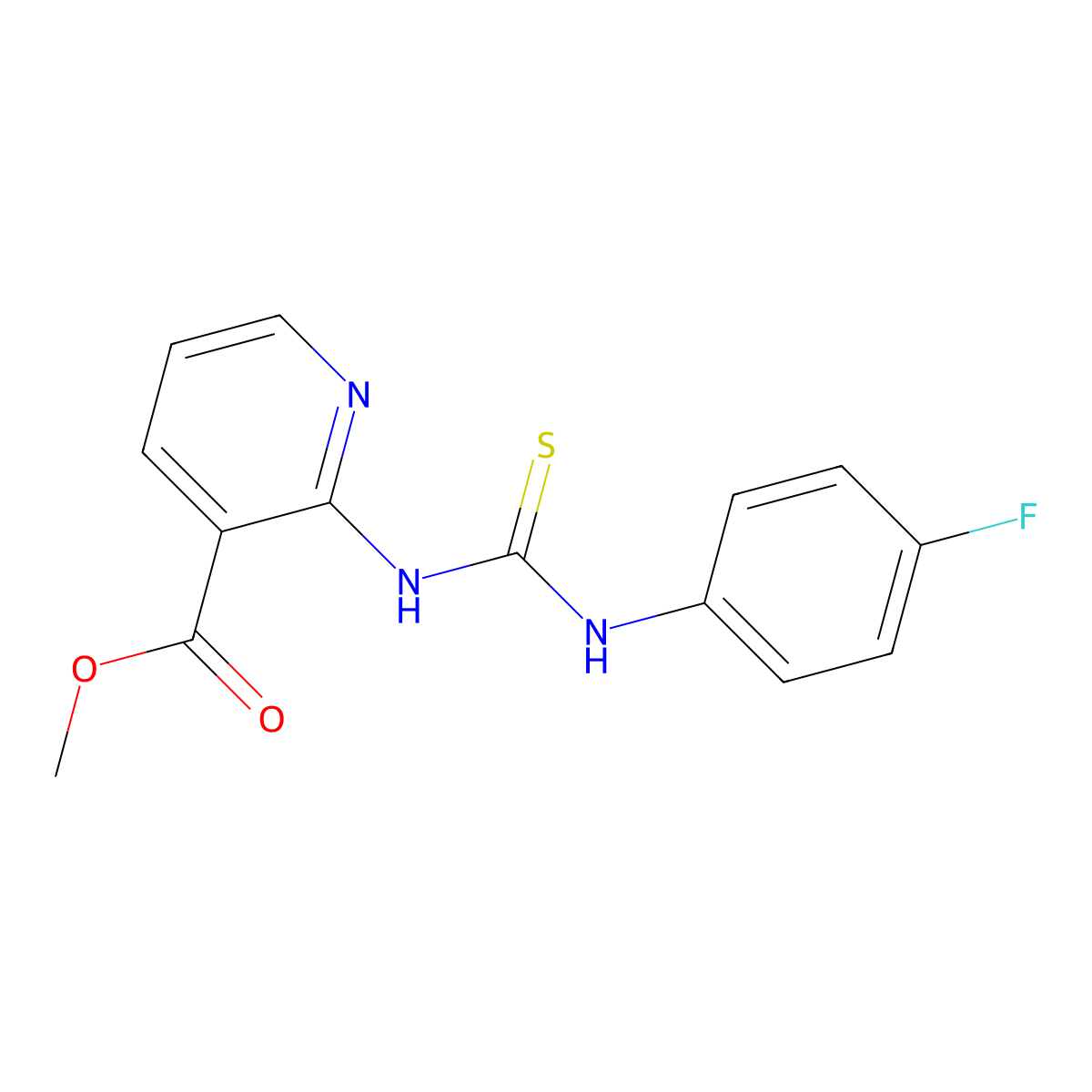 Methyl 2-(3-(4-fluorophenyl)thioureido)nicotinate molecular structure, CAS 702667-52-5