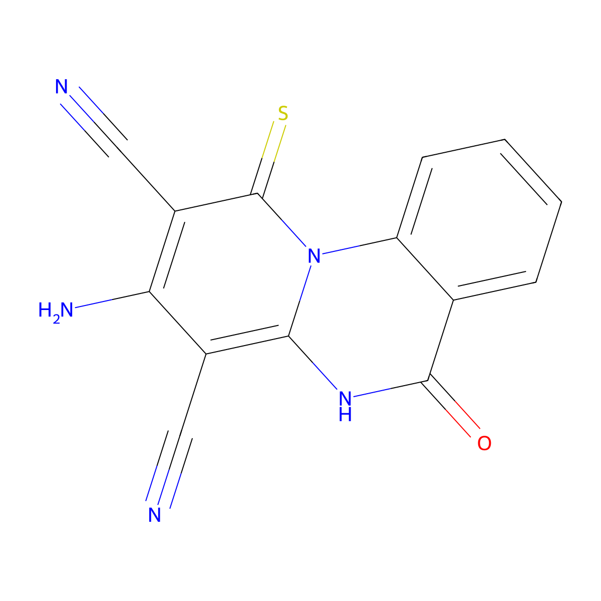 3-amino-6-oxo-1-thioxo-5,6-dihydro-1H-pyrido[1,2-a]quinazoline-2,4-dicarbonitrile molecular structure, CAS 702667-66-1