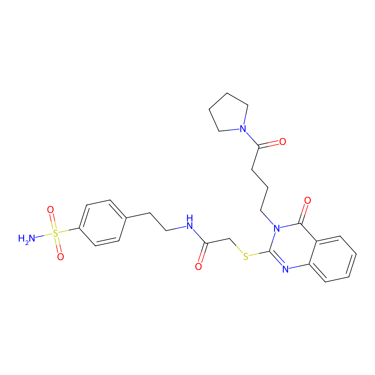 2-((4-oxo-3-(4-oxo-4-(pyrrolidin-1-yl)butyl)-3,4-dihydroquinazolin-2-yl)thio)-N-(4-sulfamoylphenethyl)acetamide molecular structure, CAS 702667-91-2