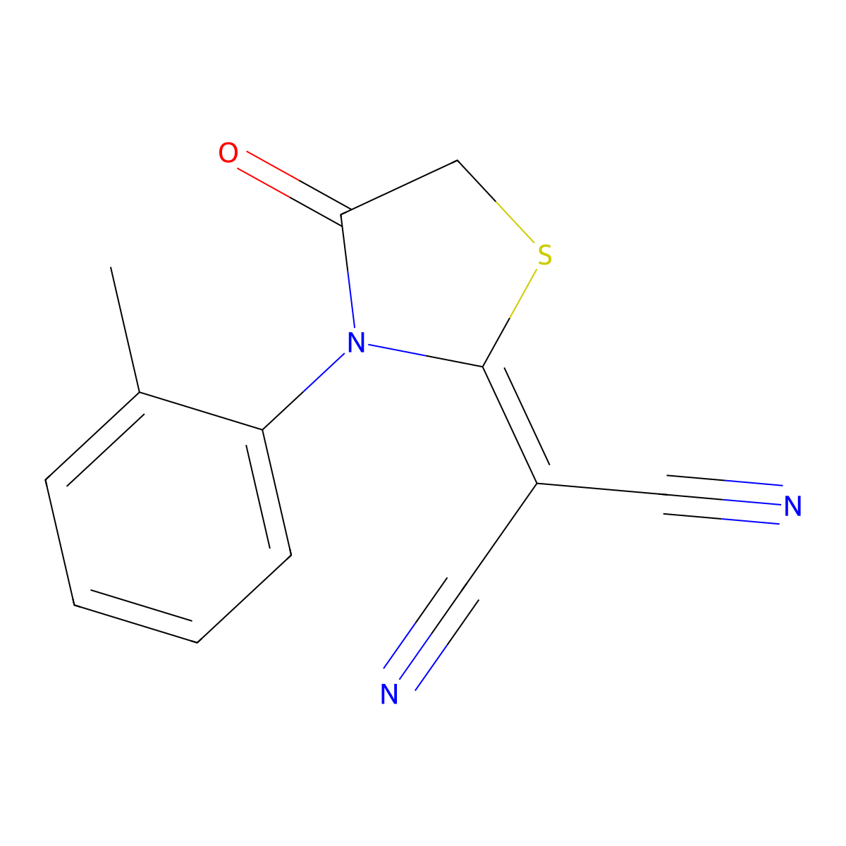 2-[3-(2-Methylphenyl)-4-oxo-1,3-thiazolidin-2-ylidene]propanedinitrile molecular structure, CAS 702668-92-6