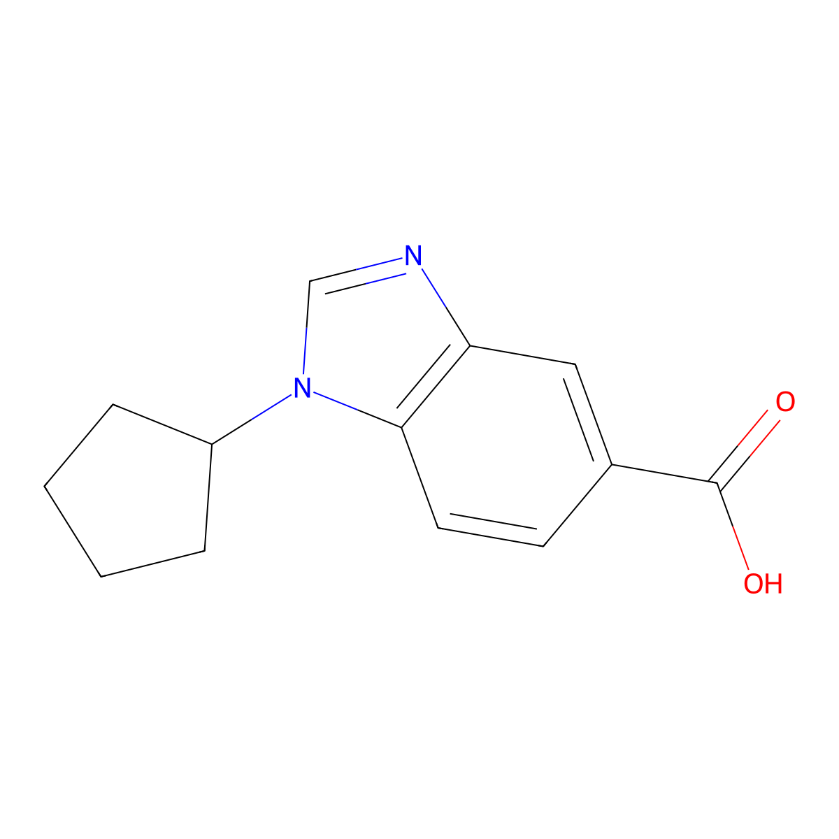 1-Cyclopentyl-1,3-benzodiazole-5-carboxylic acid molecular structure, CAS 702669-05-4