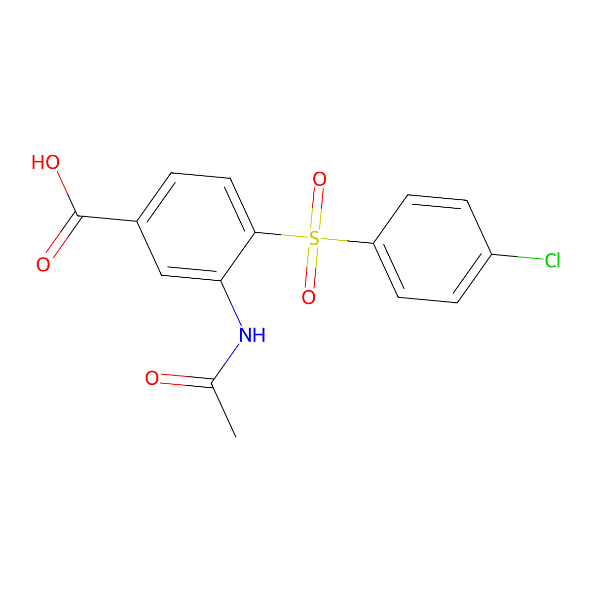 3-(Acetylamino)-4-[(4-chlorophenyl)sulfonyl]benzoic acid molecular structure, CAS 702669-06-5