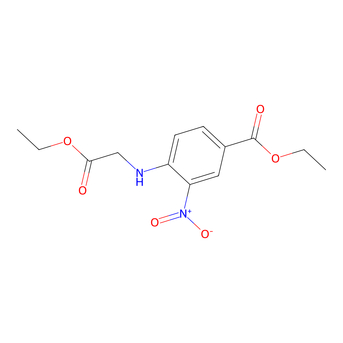 Ethyl 4-[(2-ethoxy-2-oxoethyl)amino]-3-nitrobenzoate molecular structure, CAS 702669-52-1