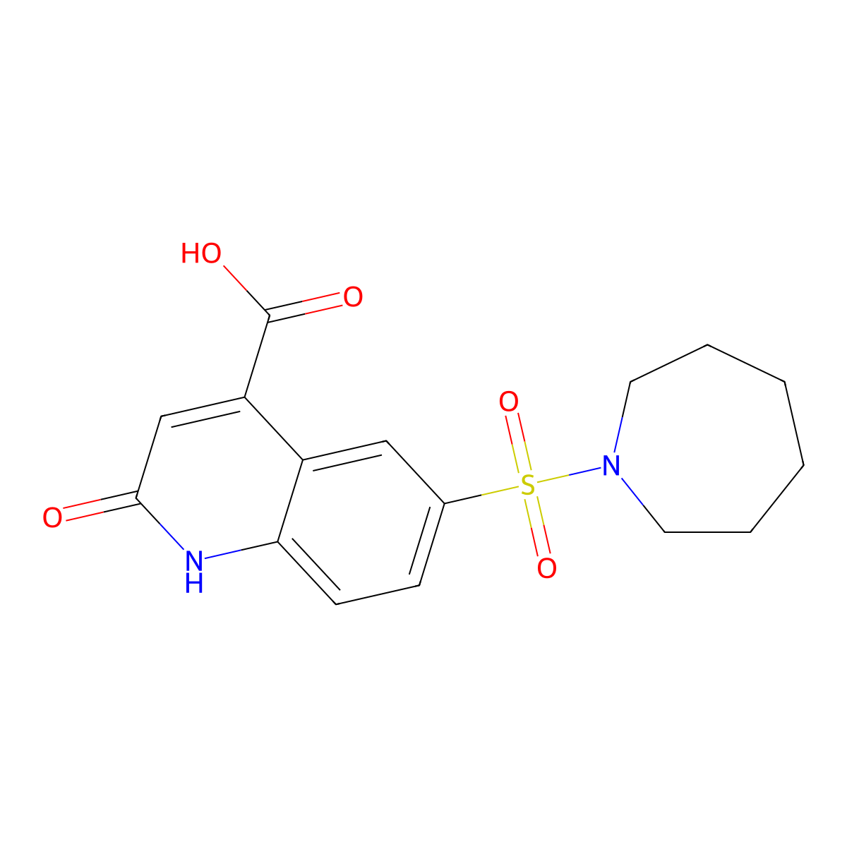6-(azepan-1-ylsulfonyl)-2-oxo-1H-quinoline-4-carboxylic Acid molecular structure, CAS 702669-58-7