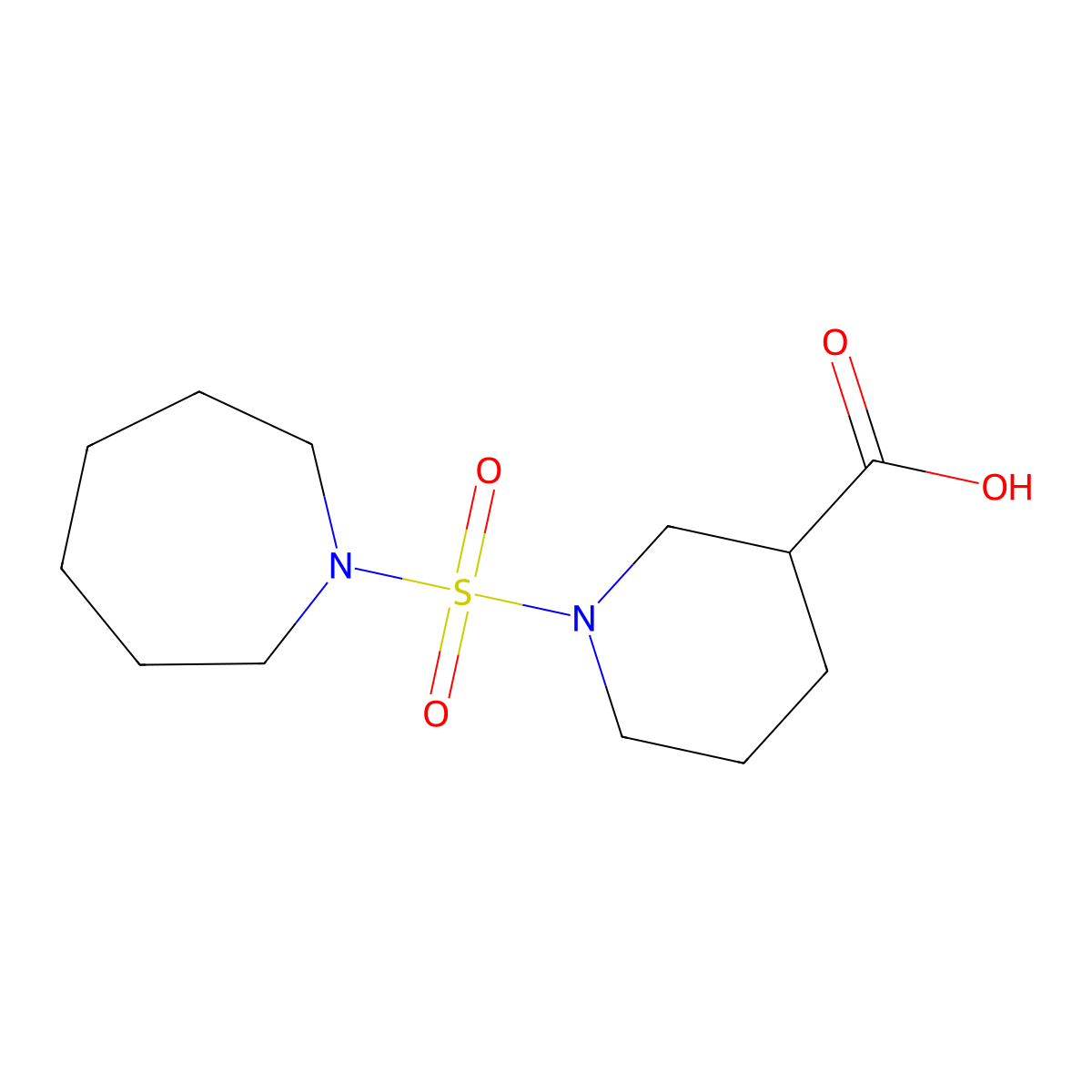 1-(Azepan-1-ylsulfonyl)piperidine-3-carboxylic acid molecular structure, CAS 702669-67-8