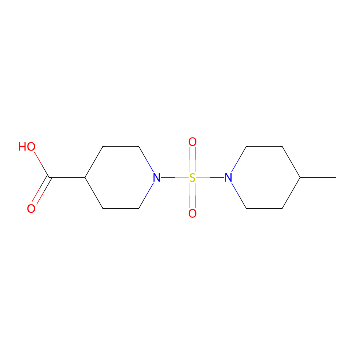 1-[(4-Methylpiperidin-1-yl)sulfonyl]piperidine-4-carboxylic acid molecular structure, CAS 702669-96-3