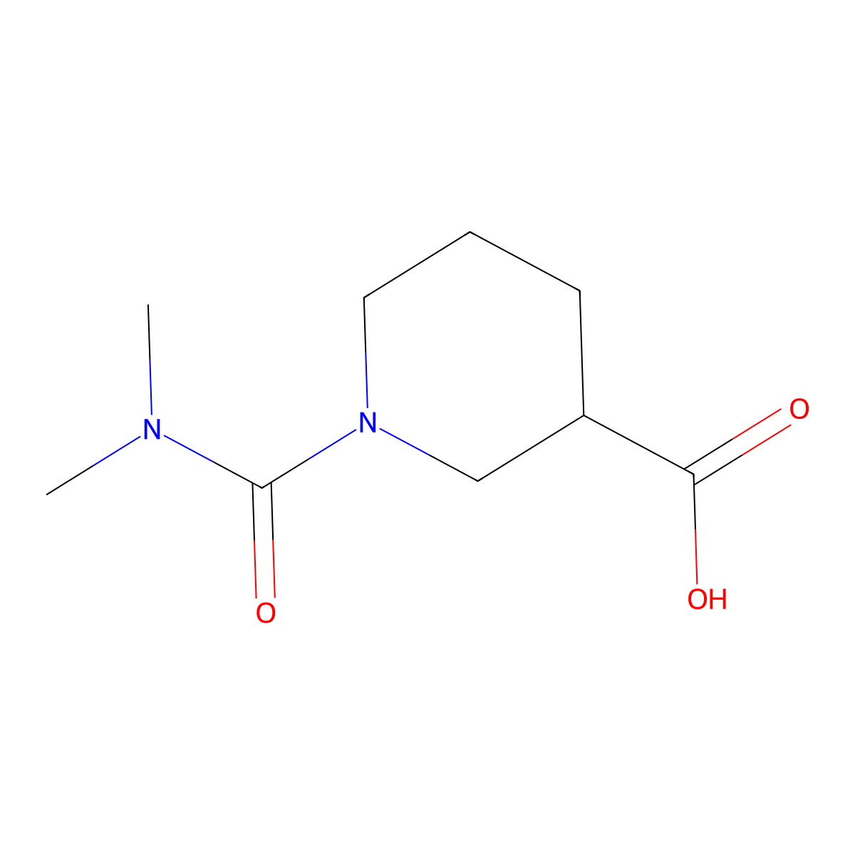 1-(Dimethylcarbamoyl)piperidine-3-carboxylic acid molecular structure, CAS 702670-21-1