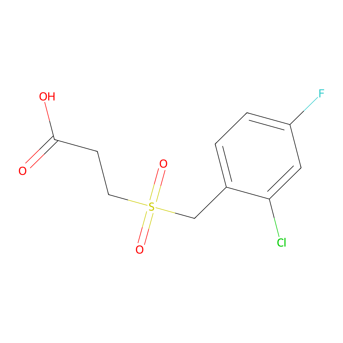 3-[(2-Chloro-4-fluorobenzyl)sulfonyl]-propanoic acid molecular structure, CAS 702670-31-3