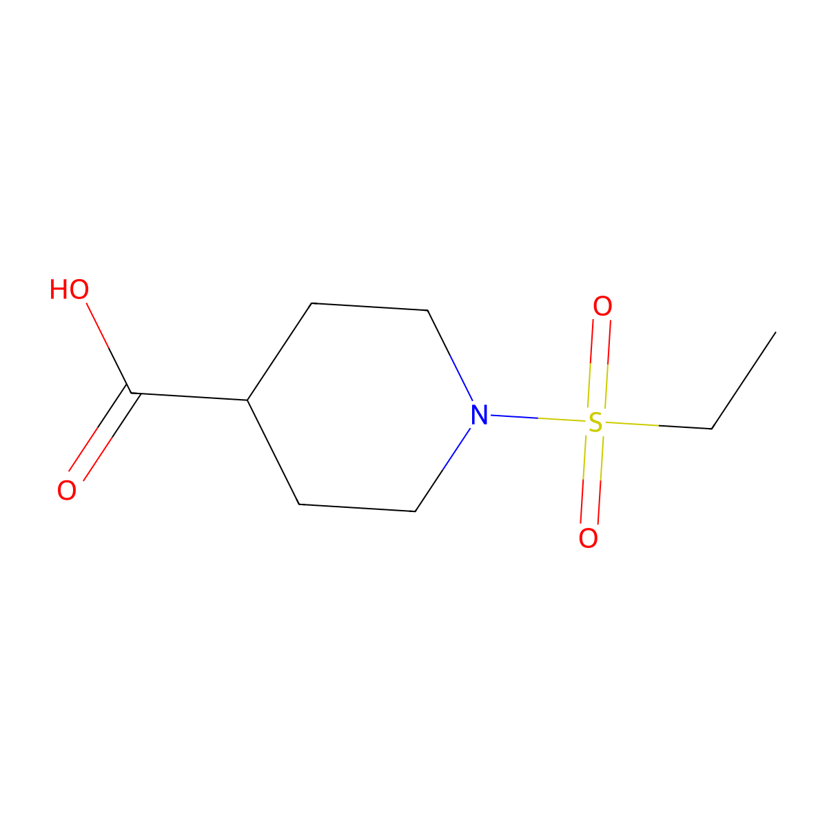1-(Ethanesulfonyl)piperidine-4-carboxylic acid molecular structure, CAS 702670-32-4