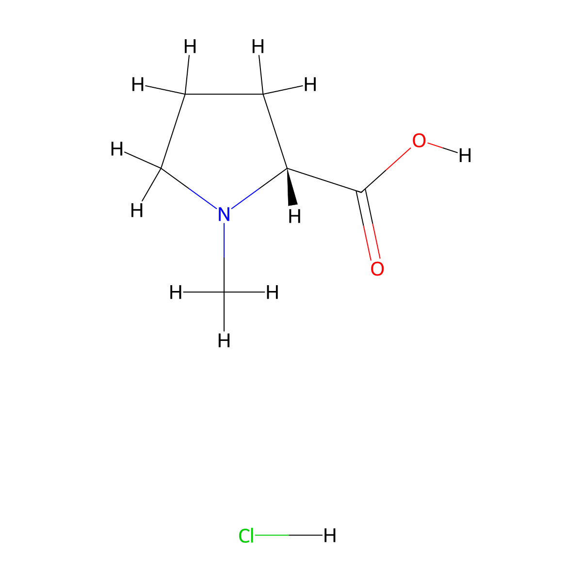 (R)-1-Methylpyrrolidine-2-carboxylic acid hydrochloride molecular structure, CAS 702710-17-6