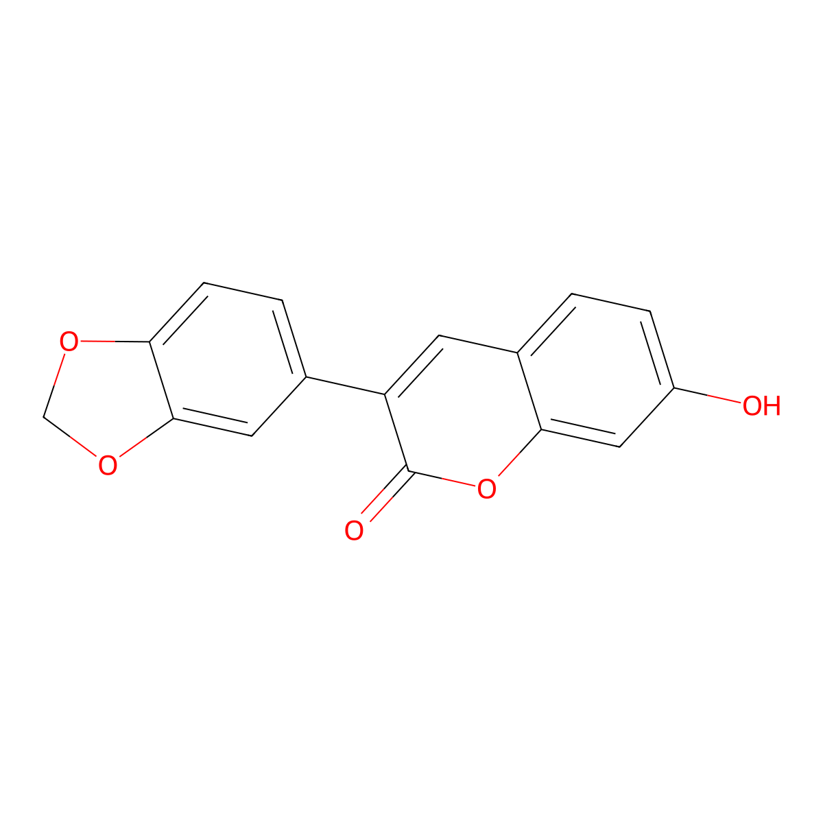3-(benzo[d][1,3]dioxol-5-yl)-7-hydroxy-2H-chromen-2-one molecular structure, CAS 70273-50-6