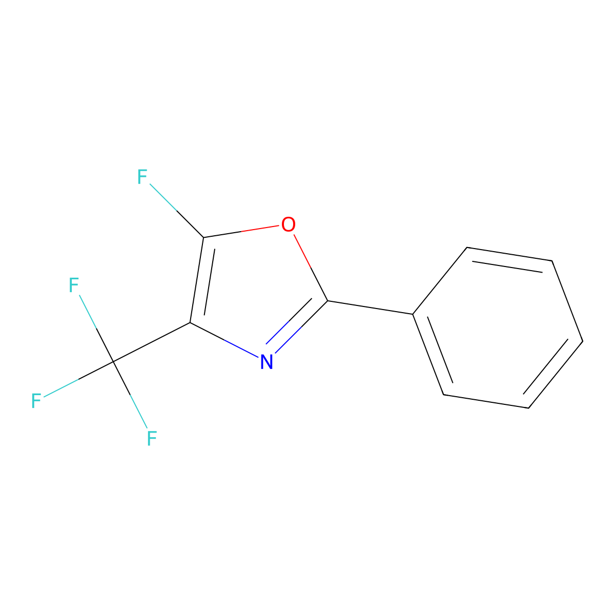 5-Fluoro-2-phenyl-4-(trifluoromethyl)oxazole molecular structure, CAS 70276-69-6