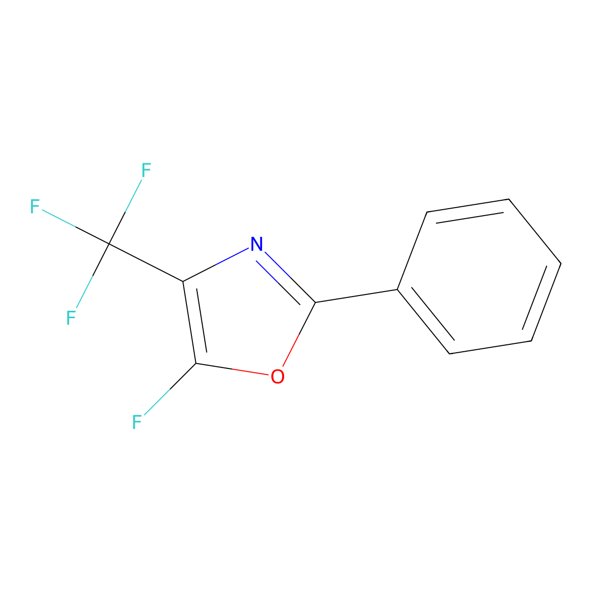 5-Fluoro-2-phenyl-4-(trifluoromethyl)oxazole molecular structure, CAS 70276-69-6