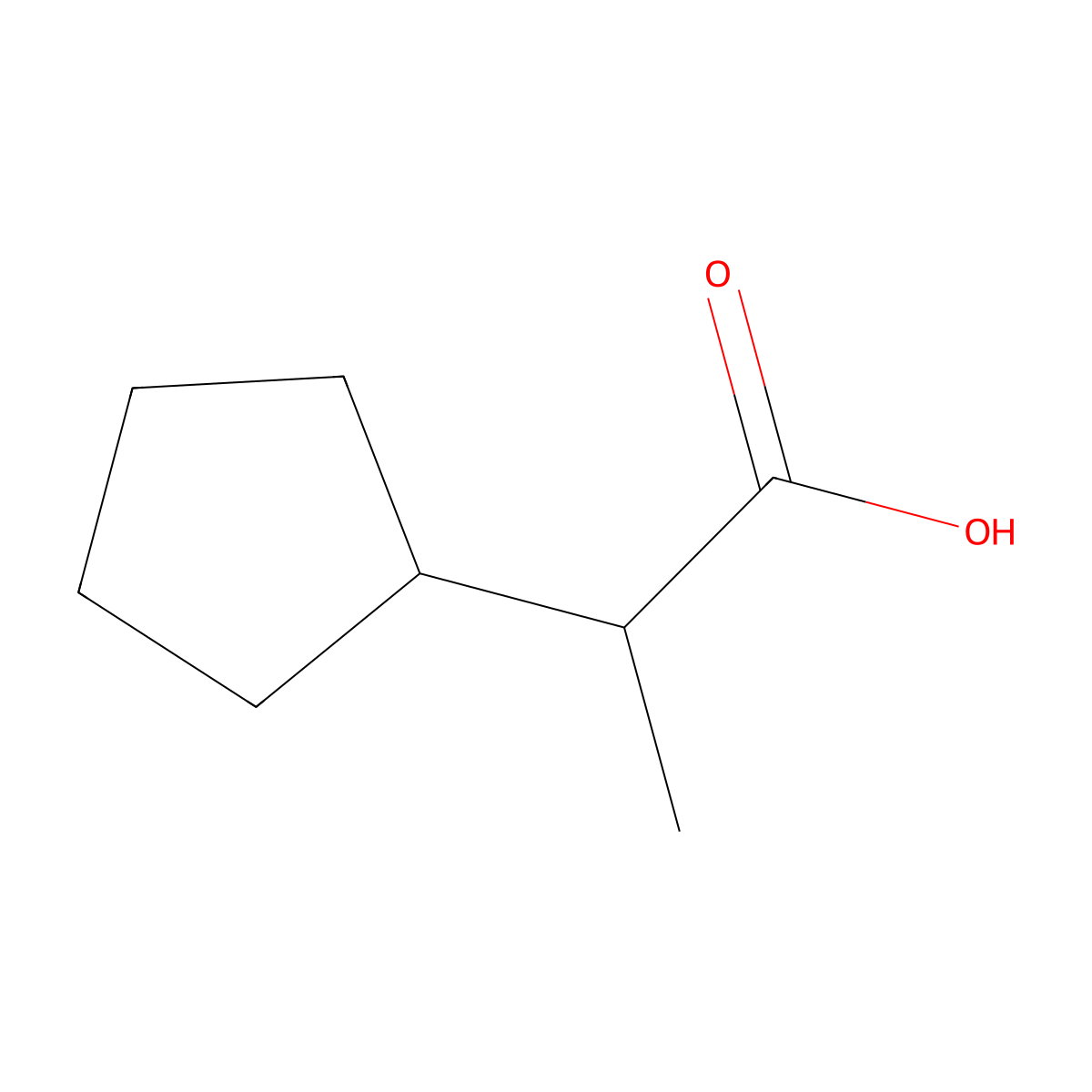 2-Cyclopentylpropanoic acid molecular structure, CAS 7028-22-0