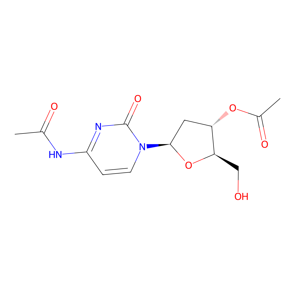 [(2R,3S,5R)-5-(4-acetamido-2-oxopyrimidin-1-yl)-2-(hydroxymethyl)oxolan-3-yl] acetate molecular structure, CAS 70284-47-8