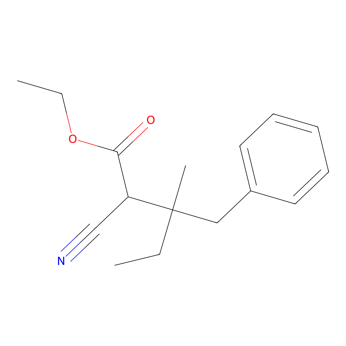 Ethyl 3-benzyl-2-cyano-3-methylpentanoate molecular structure, CAS 70289-04-2