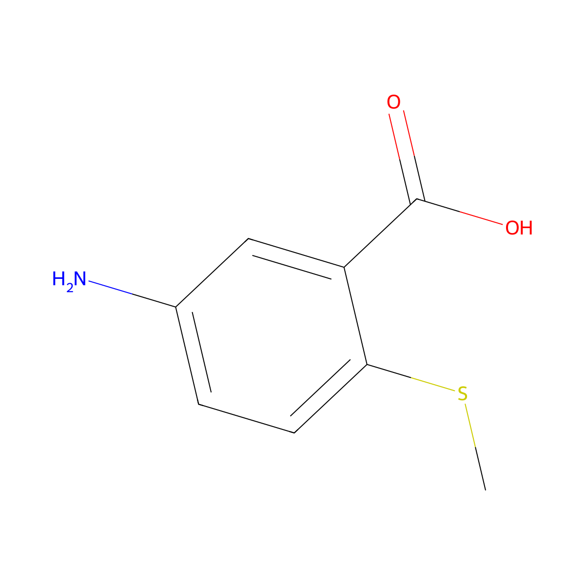 5-Amino-2-(methylthio)benzoic acid molecular structure, CAS 70290-39-0