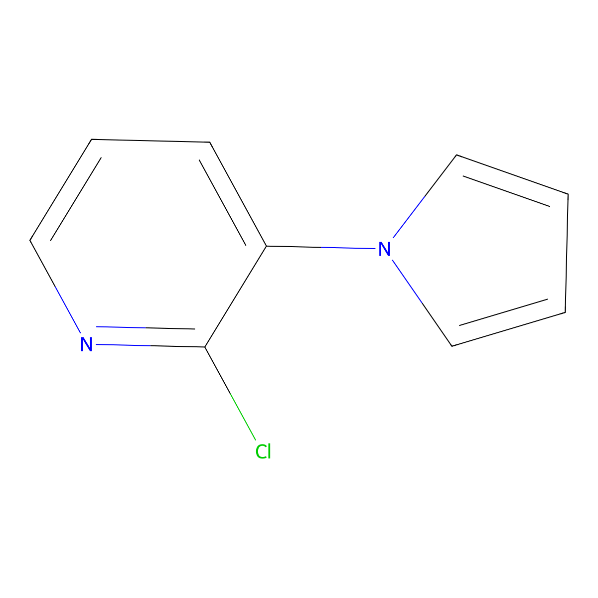 2-chloro-3-(1H-pyrrol-1-yl)pyridine molecular structure, CAS 70291-26-8