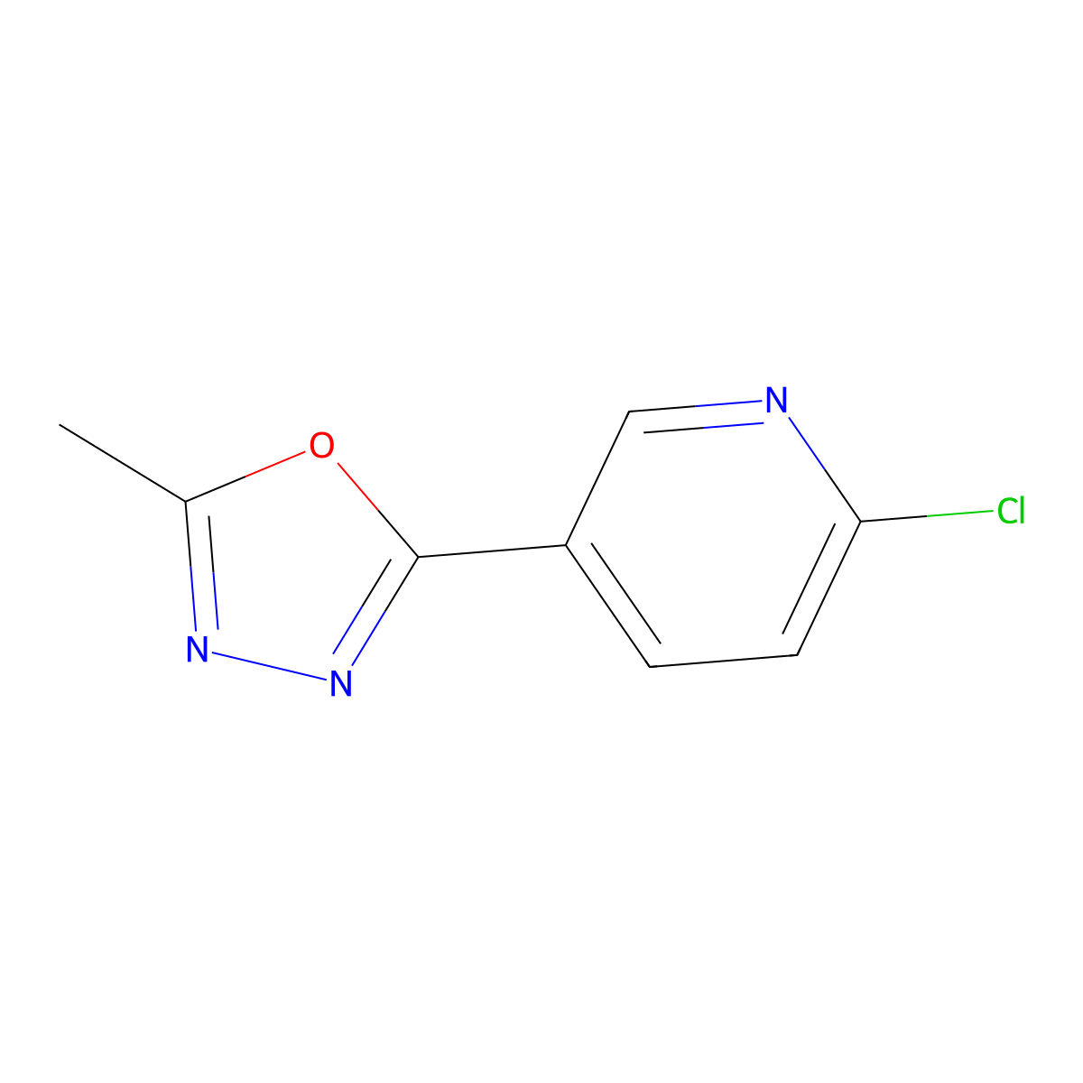 2-Chloro-5-(5-methyl-1,3,4-oxadiazol-2-yl)pyridine molecular structure, CAS 70291-28-0