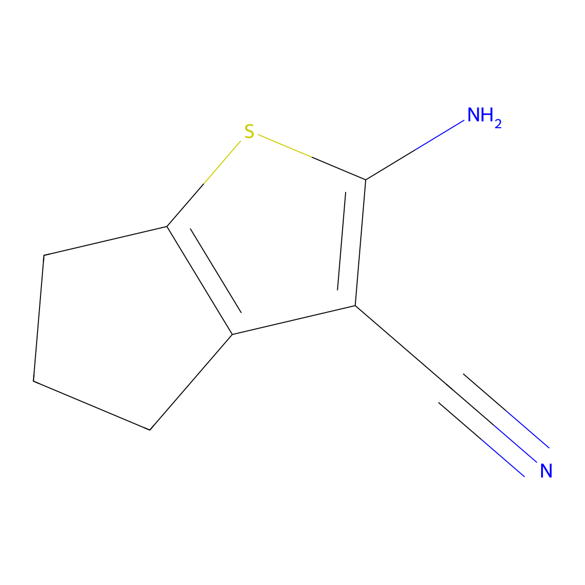 2-amino-4H,5H,6H-cyclopenta(b)thiophene-3-carbonitrile molecular structure, CAS 70291-62-2
